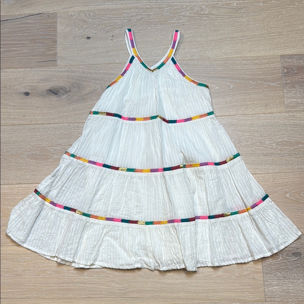 Peek White Ruffled Tiered Sundress NWOT